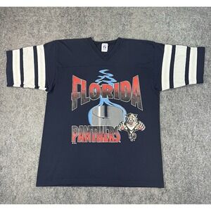 Vintage Florida Panthers T Shirt Logo 7 Adult Size Medium Navy Graphic